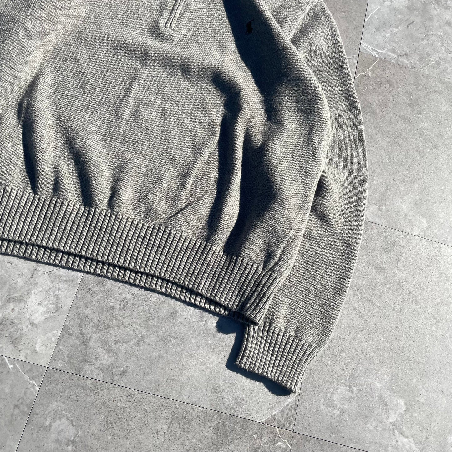 90s Ralph Lauren “Exclusive of Decoration” Gray Half-Zip Knit Pullover KiiChain Clothing