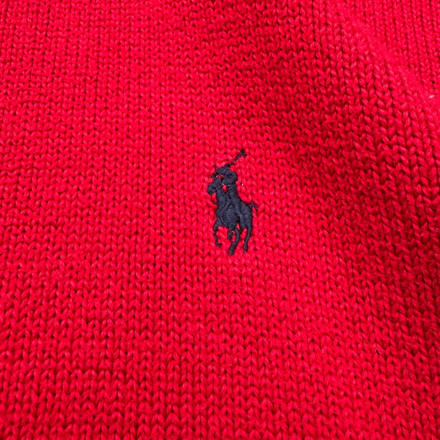 90s Polo by Ralph Lauren “Exclusive of Decoration” Red Quarter-Zip Sweater KiiChain Clothing