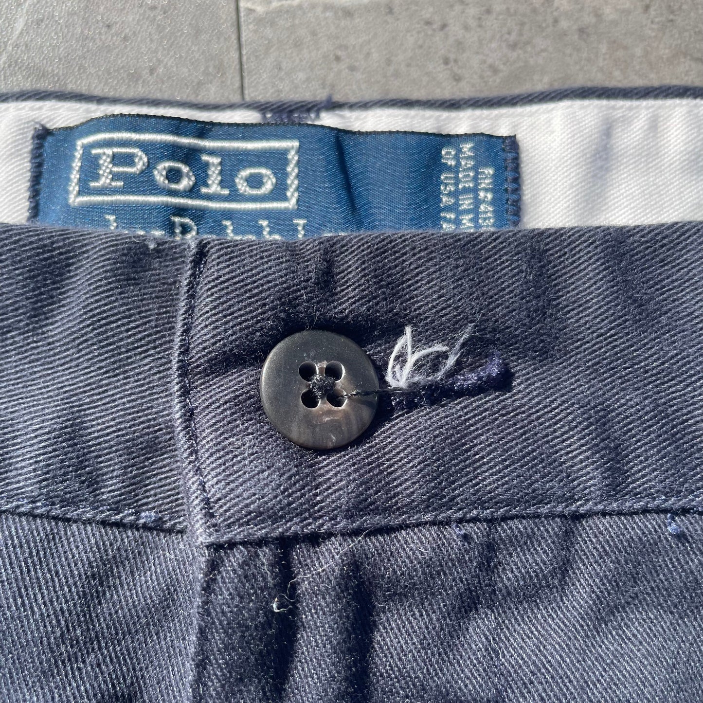 90s-00s Ralph Lauren “Andrew Pant” Two-Tuck Pleated Navy Chino Pants 34x30 KiiChain Clothing