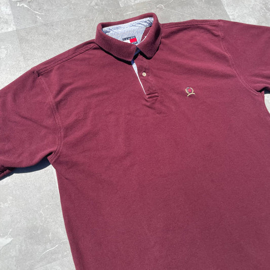 90s Tommy Hilfiger Burgundy Polo Shirt KiiChain Clothing