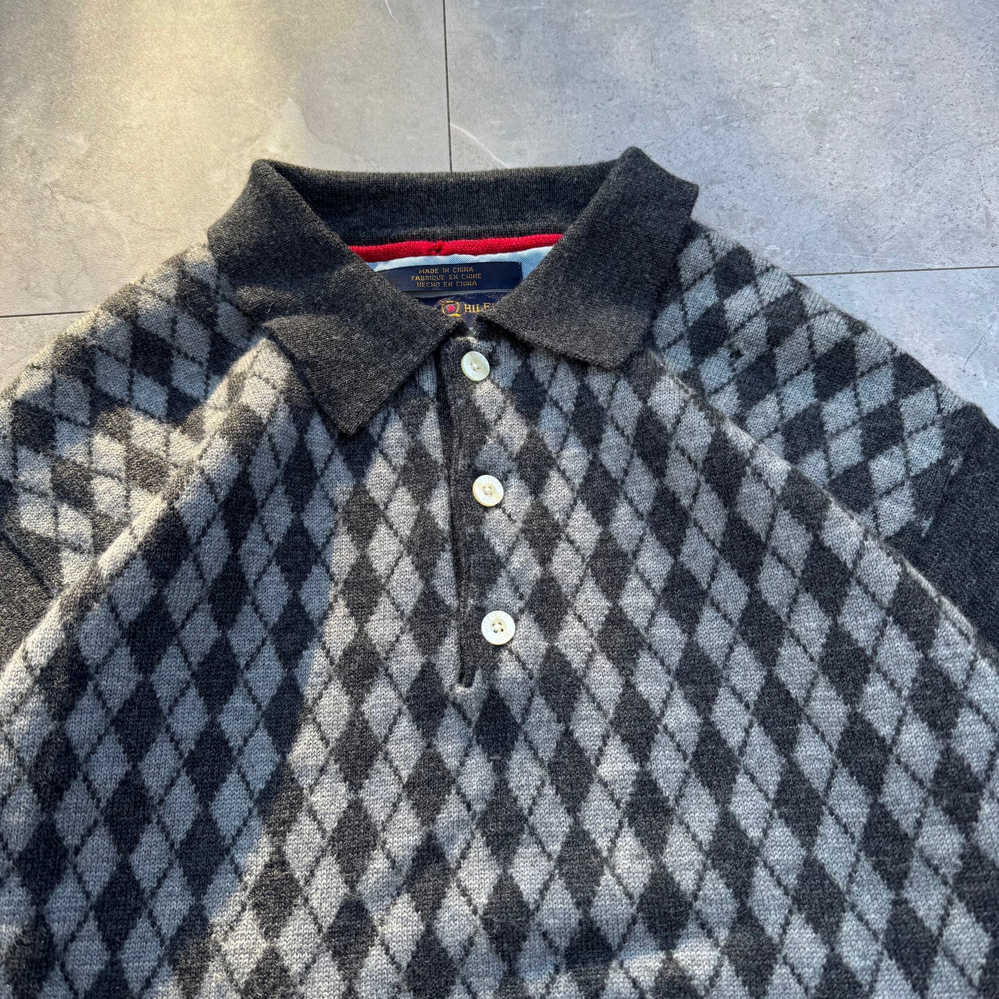 90s Tommy Hilfiger Wool-Blend Design Knit Polo KiiChain Clothing