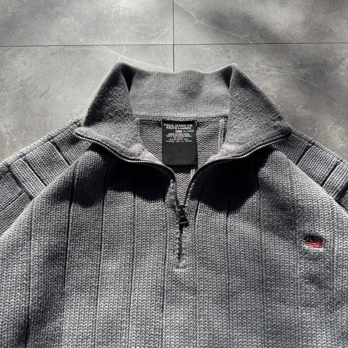 90s Ralph Lauren: Polo Jeans Company Gray Heavyweight Quarter Zip Knit