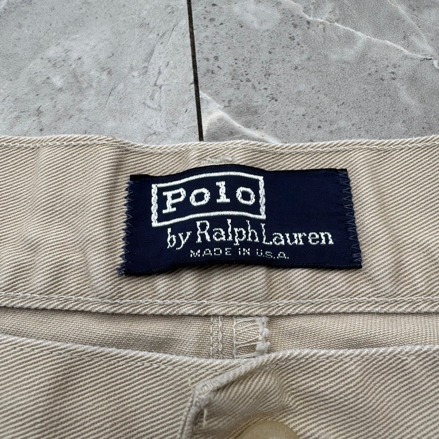 80s-90s Polo by Ralph Lauren Made in USA Cream/Beige Chino Pants 36x32 KiiChain Clothing