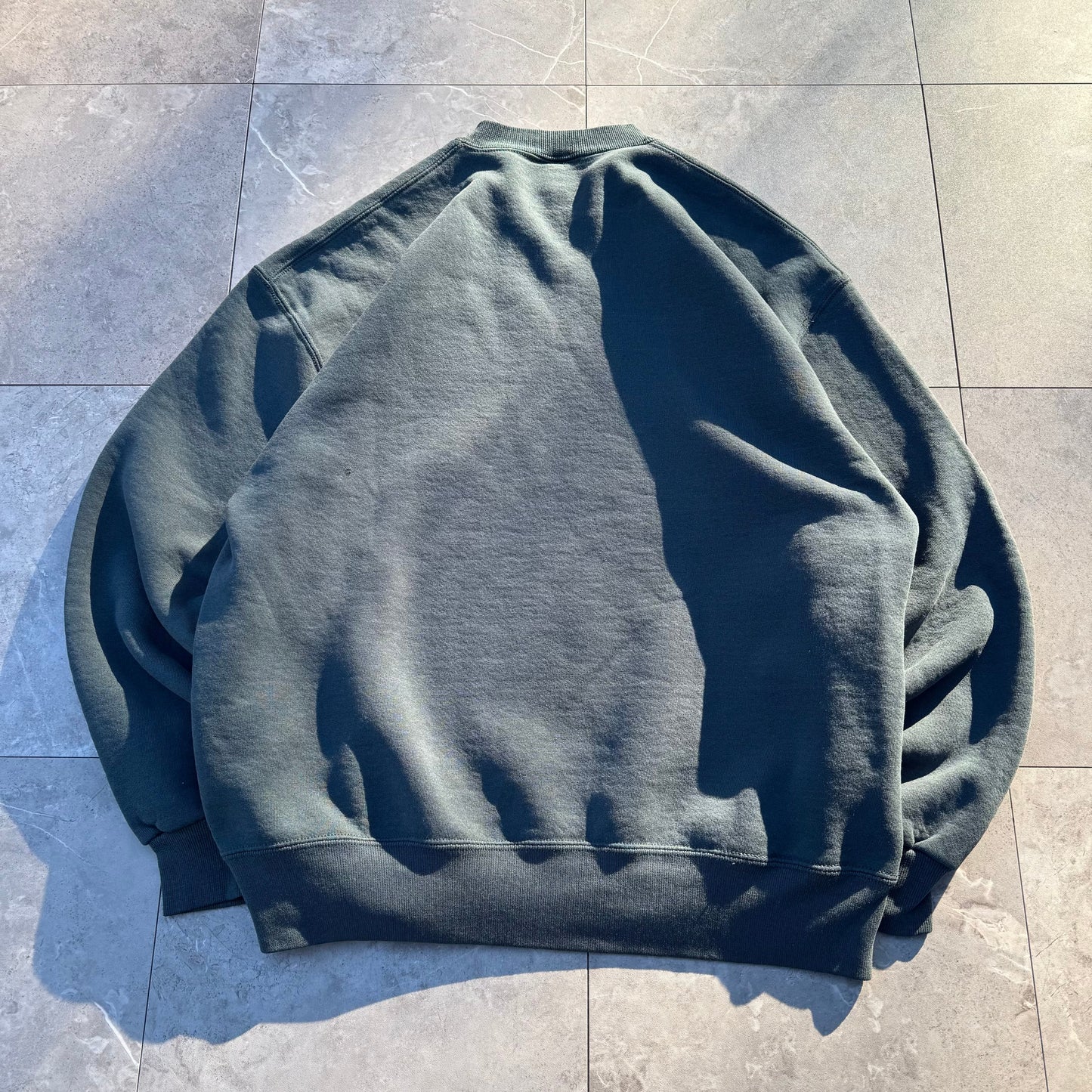 90s Russell Athletic Made in USA Grey/Green Blank Sweatshirt KiiChain Clothing