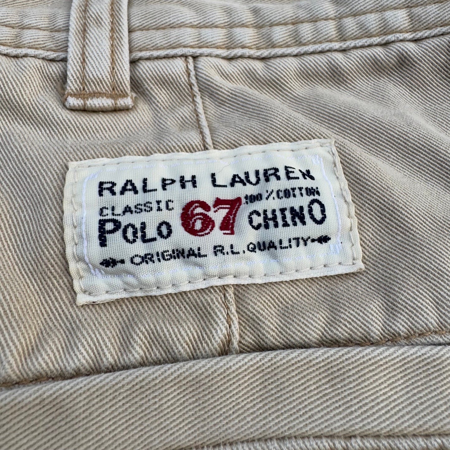 90s-00s Polo by Ralph Lauren Polo Chino Cream Cargo Pants 34x30 KiiChain Clothing