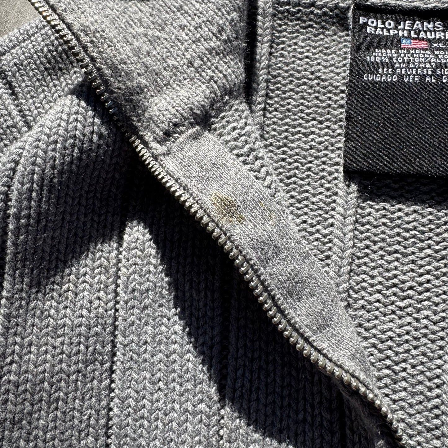 90s Ralph Lauren: Polo Jeans Company Gray Heavyweight Quarter Zip Knit KiiChain Clothing