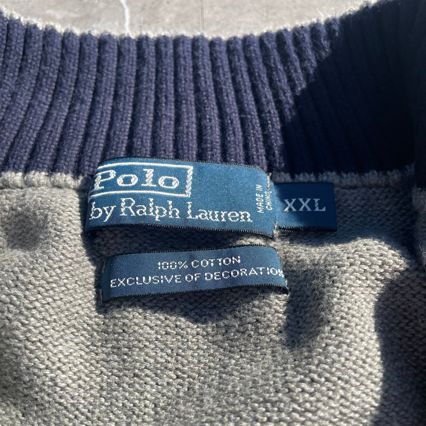 90s Ralph Lauren “Exclusive of Decoration” Gray Half-Zip Knit Pullover KiiChain Clothing