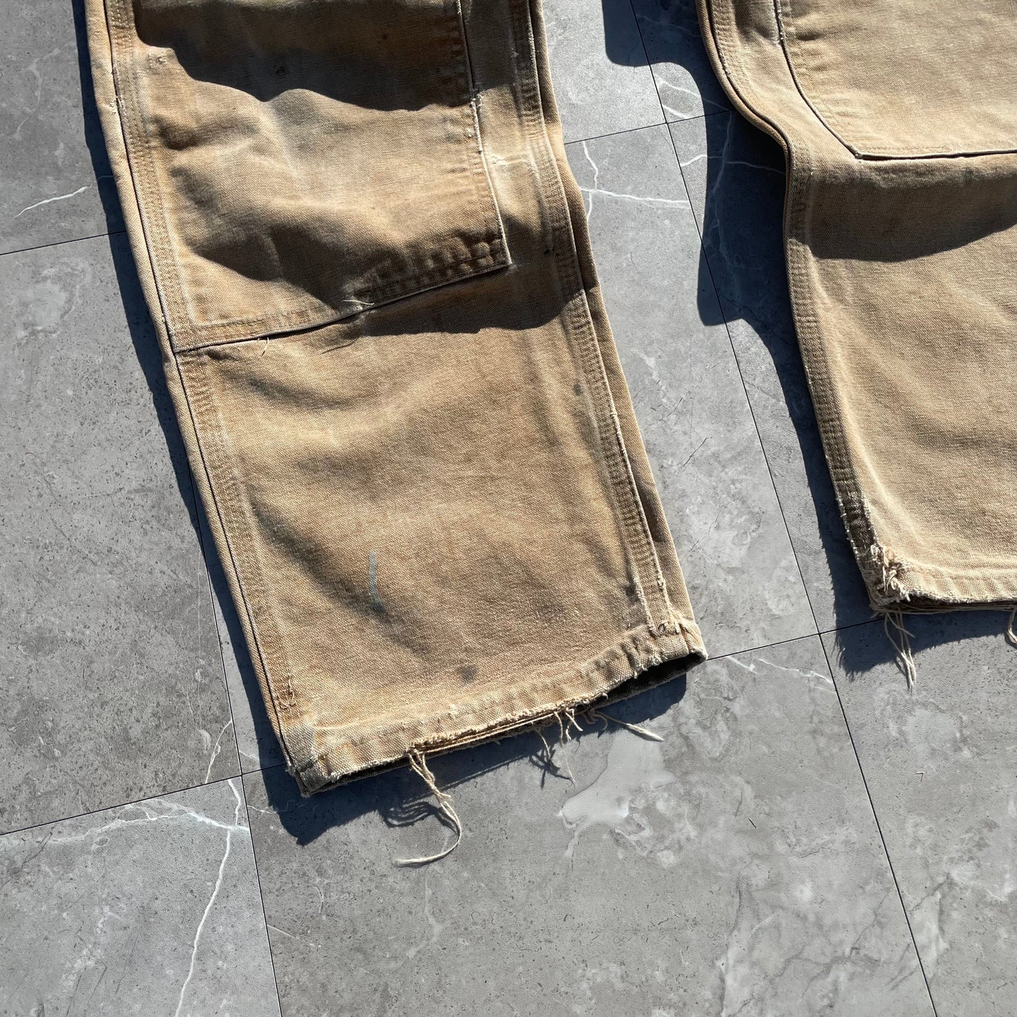 90s Carhartt Made in USA Beige Double Knee Work Pants 34x30 KiiChain Clothing
