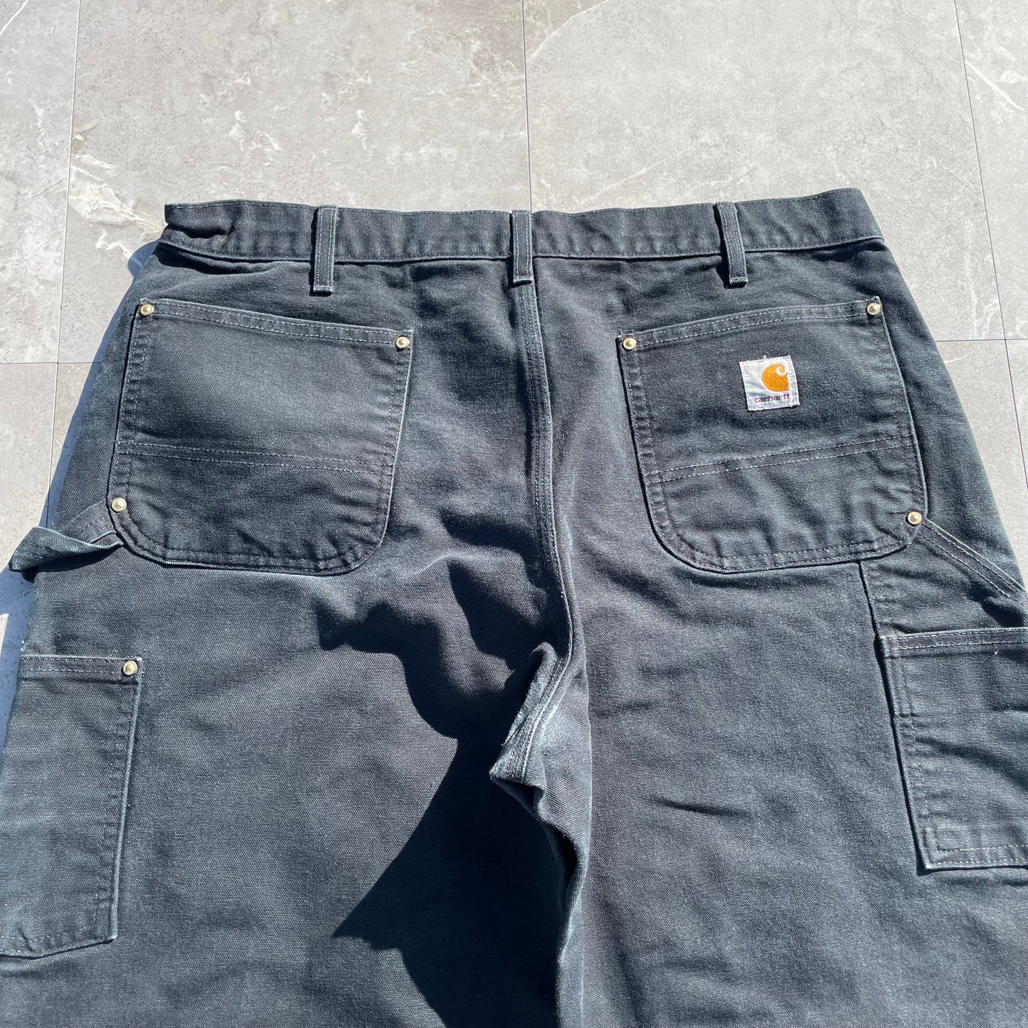 90s-00s Carhartt Made in USA Black Double Knee Work Pants 38x34 KiiChain Clothing