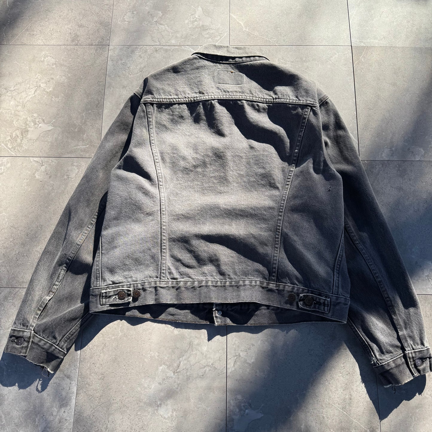80s Levi's 70506 Made in USA Faded Black Denim Jacket