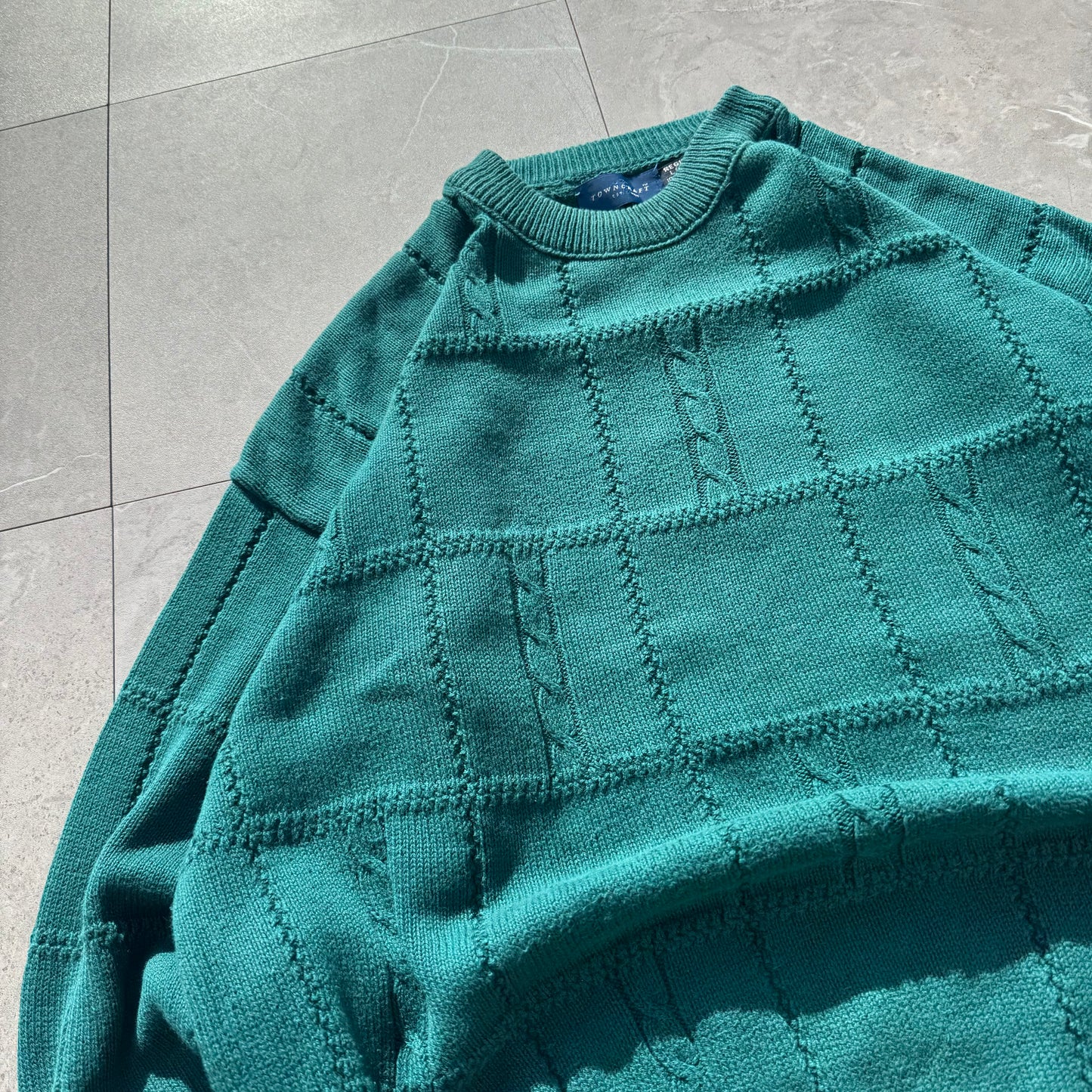 90s Towncraft Made in USA Green Cotton Design Knit