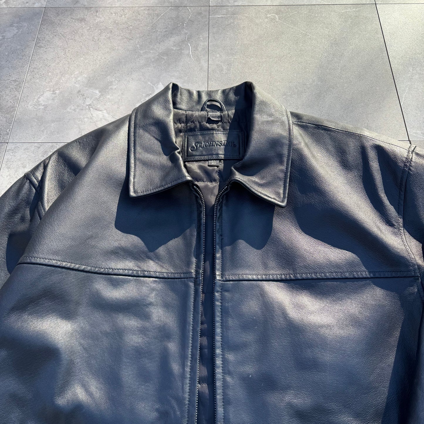 90s-00s St. John's Bay Black Leather Jacket KiiChain Clothing