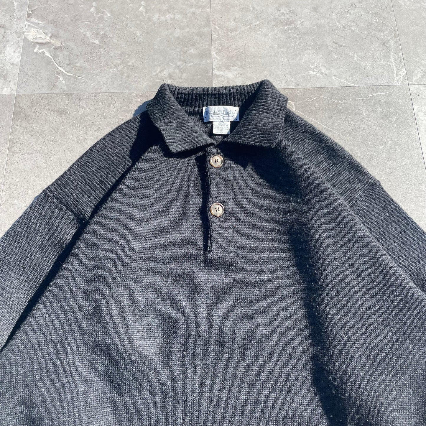 70s-80s Tricots St. Raphael Pure Wool Elbow Patch Knitted Polo
