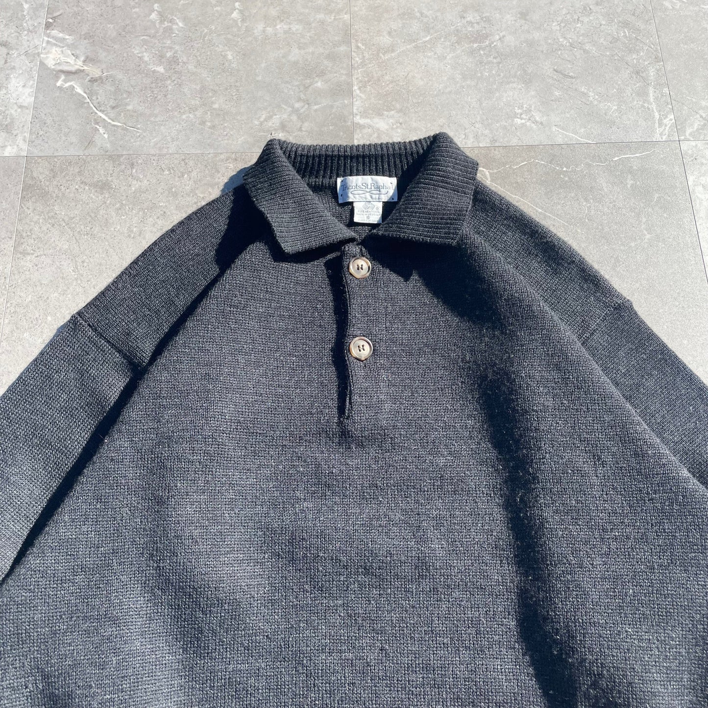 70s-80s Tricots St. Raphael Pure Wool Elbow Patch Knitted Polo KiiChain Clothing