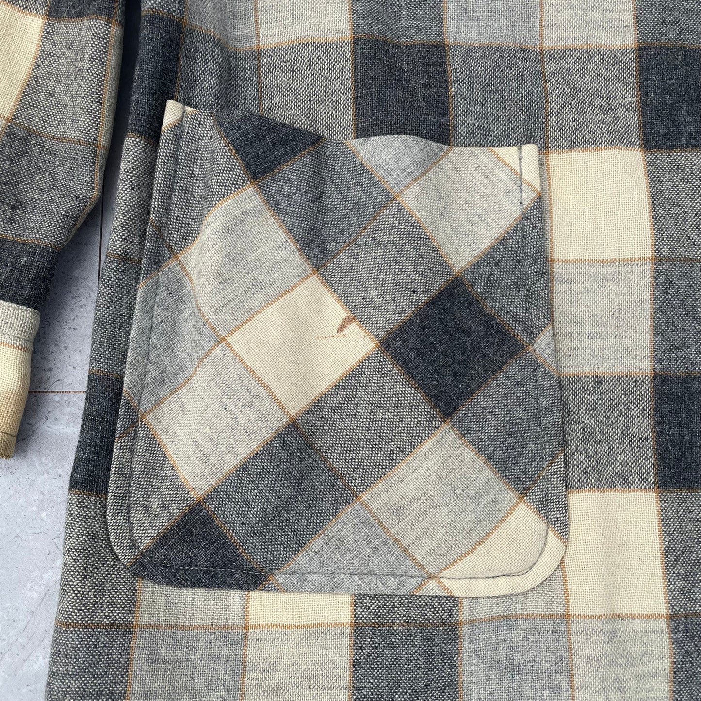 50s Pendleton Checkered Elbow Patch Made in USA Shirt Jacket