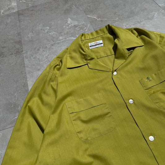 60s Grant-Crest Poly-Cotton Open Collar Long Sleeve Shirt KiiChain Clothing