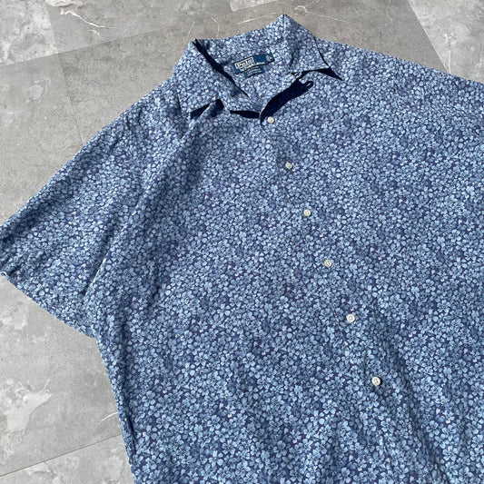 90s Ralph Lauren Caldwell Blue Floral Hawaiian Shirt KiiChain Clothing