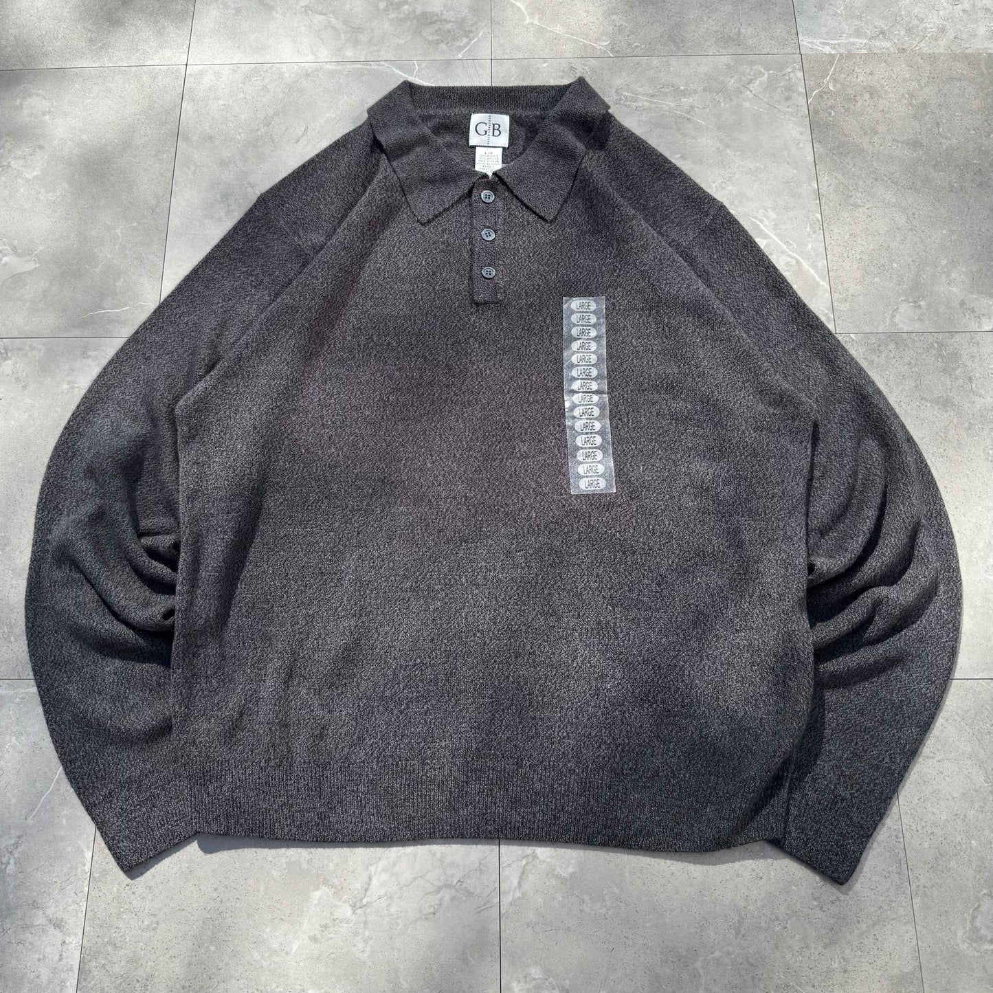 90s-00s Geoffrey Beene Dead-Stock Dark Gray Knit Polo KiiChain Clothing