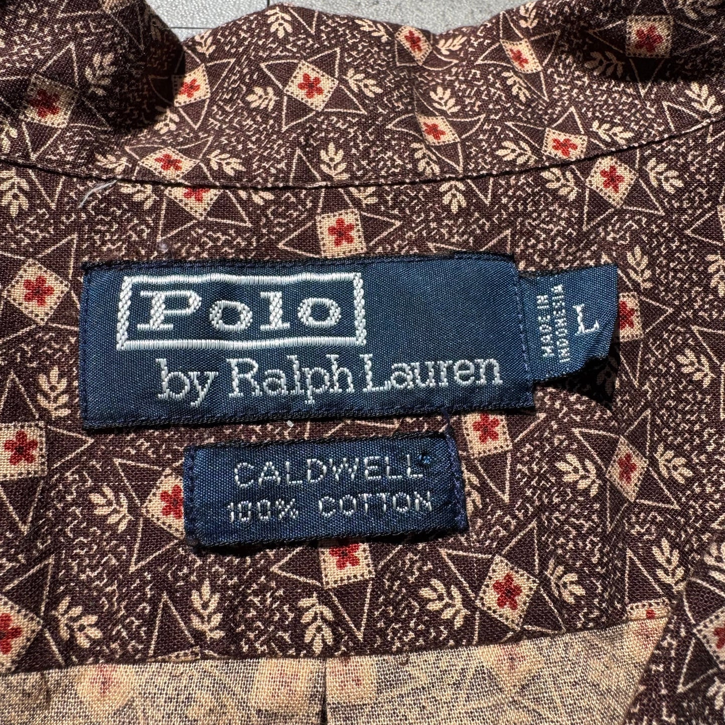 90s-00s Ralph Lauren Caldwell Brown Open Collar Shirt KiiChain Clothing