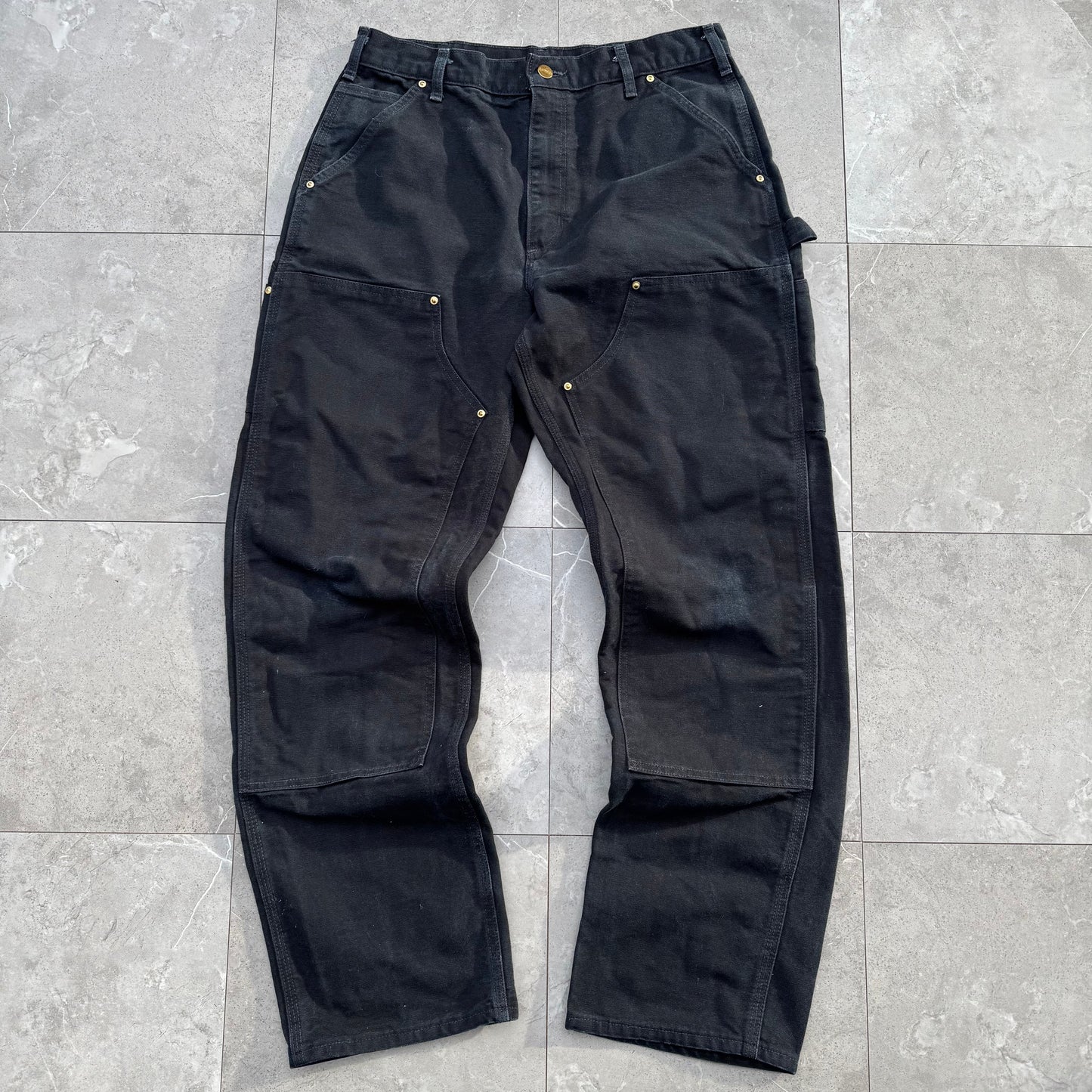 90s Carhartt Made in USA Black Double Knee Work Pants 33x32 KiiChain Clothing