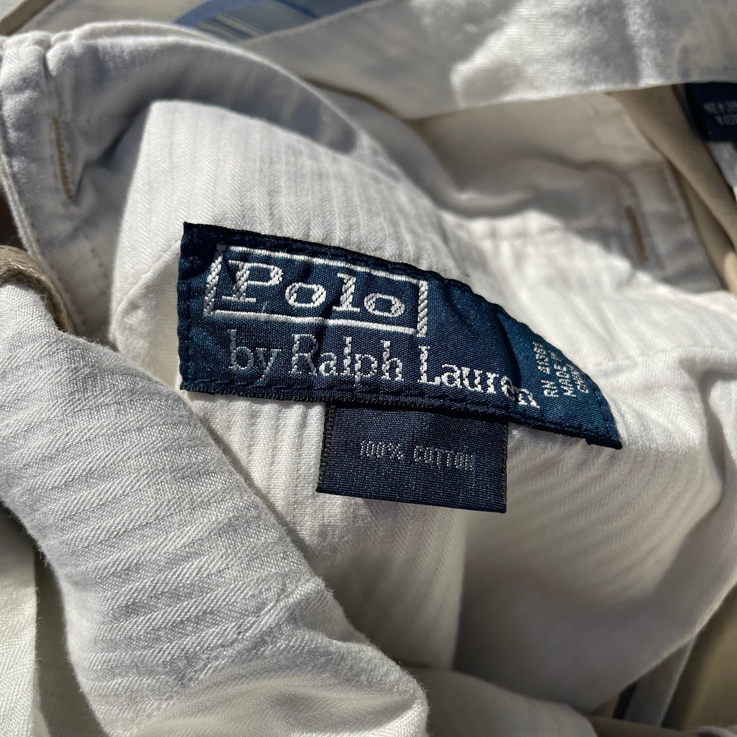 90s-00s Ralph Lauren Cream/Beige Chino Pants 34x30 KiiChain Clothing