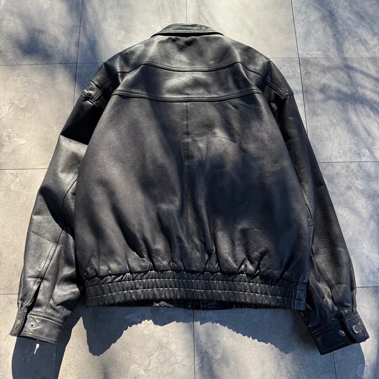 90s-00s St. John's Bay Black Leather Jacket KiiChain Clothing