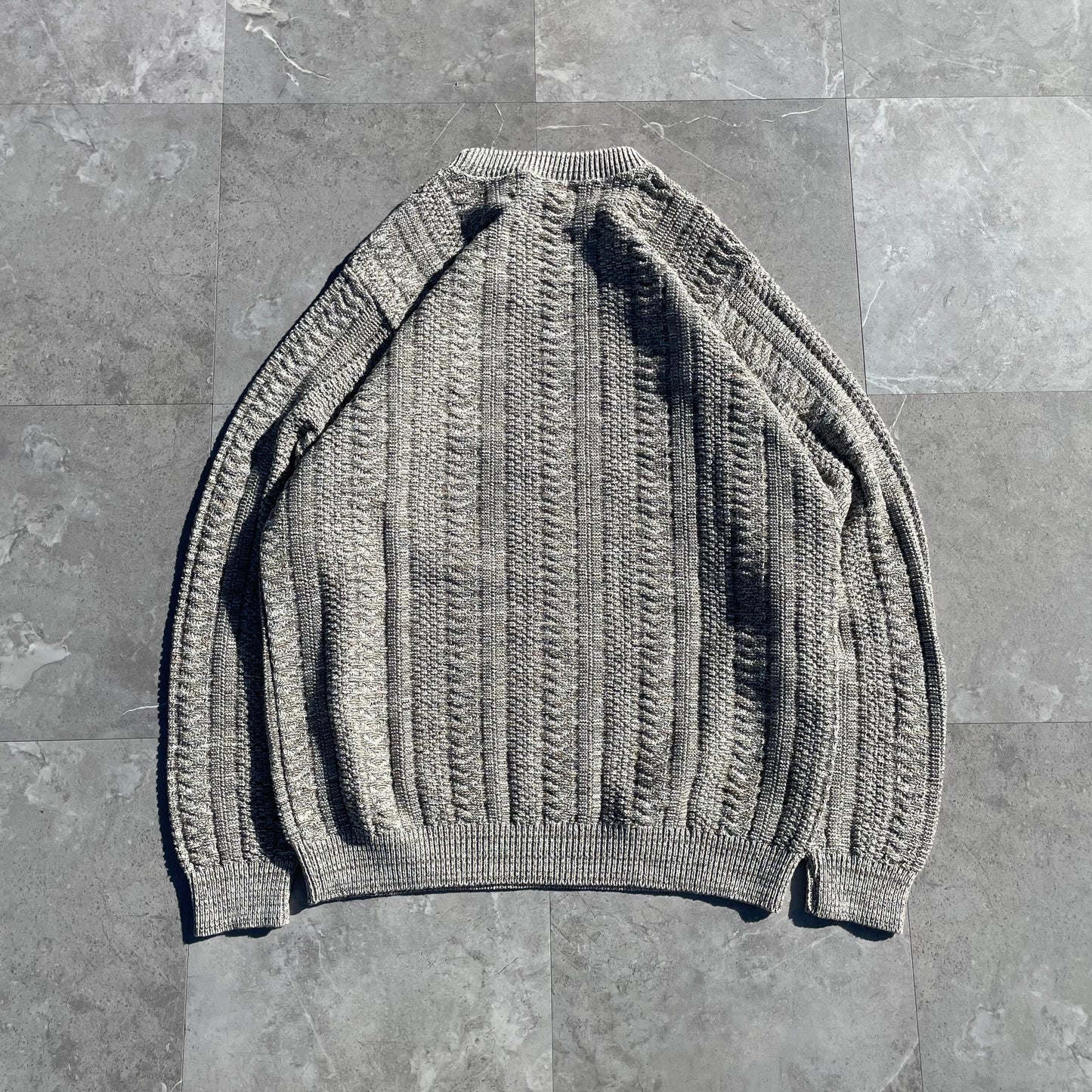 90s Bill Blass Made in USA Deadstock Gray/Beige Textured Knit KiiChain Clothing