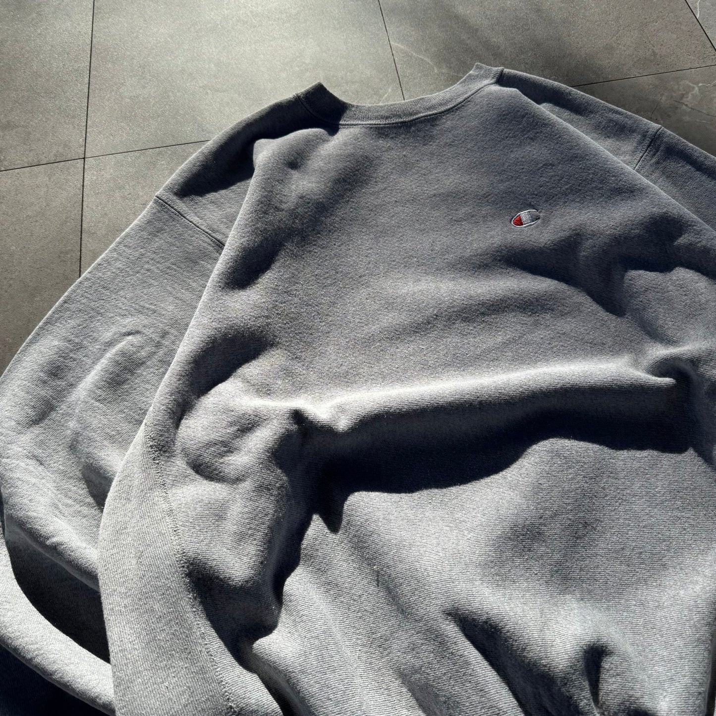 90s Champion Reverse Weave Gray White-Logo Sweatshirt