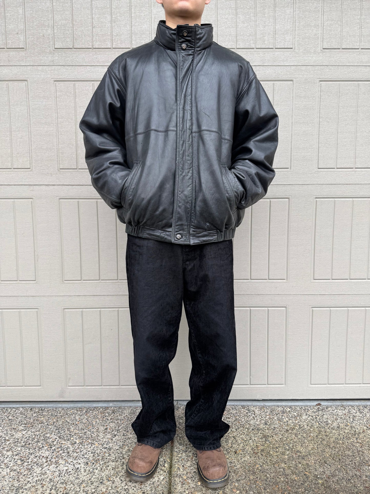 90s Eddie Bauer Leather Down Jacket KiiChain Clothing
