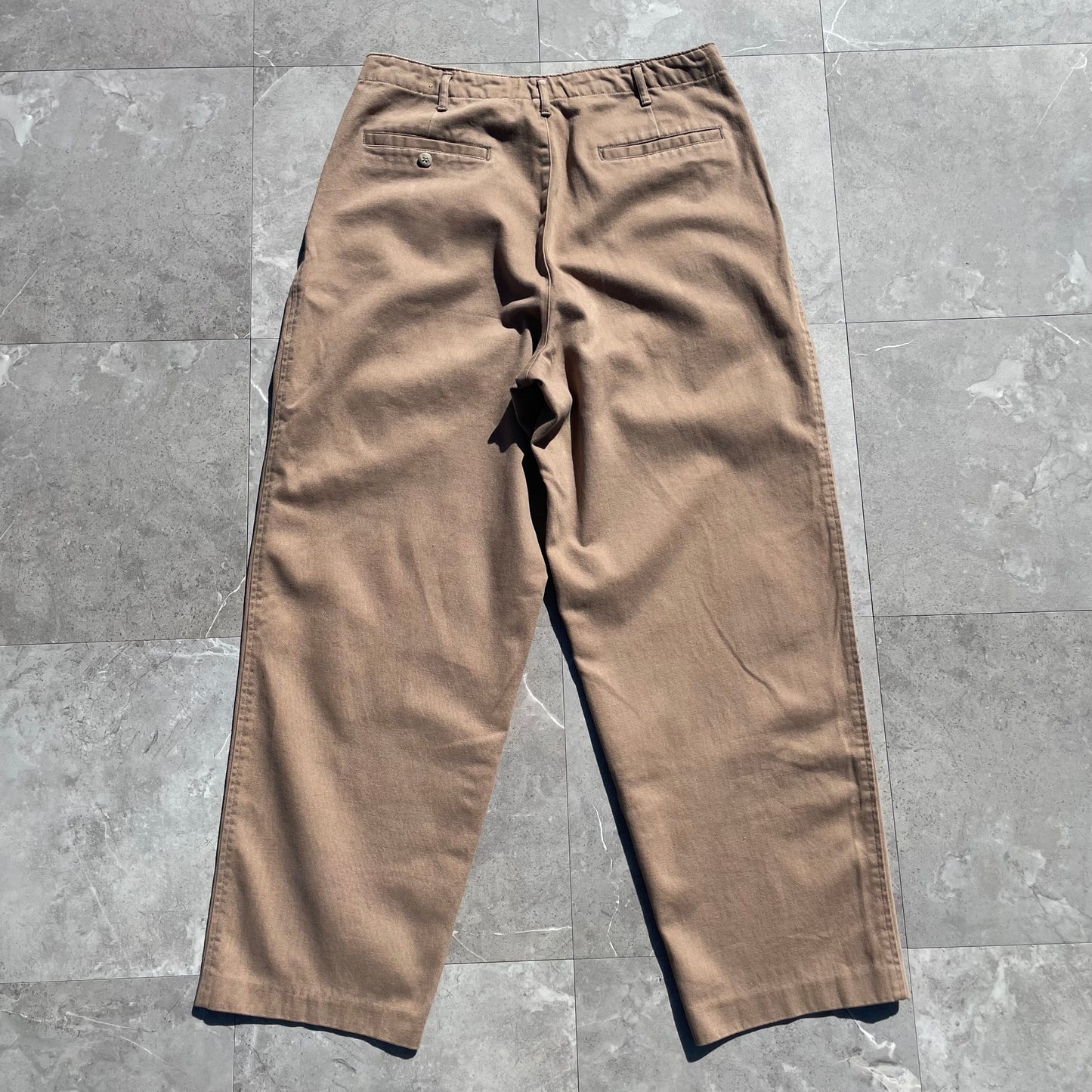 80s-90s Lands' End Beige Two-Tuck Chino Pants Size 32 KiiChain Clothing