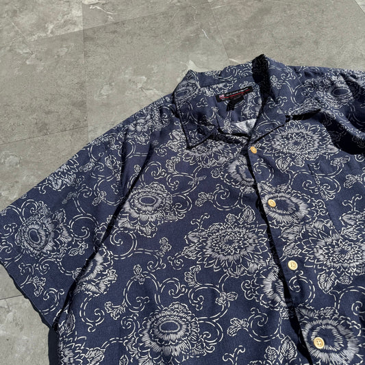 00s Ralph Lauren Polo Jeans Company Navy Paisley Open Collar Shirt KiiChain Clothing