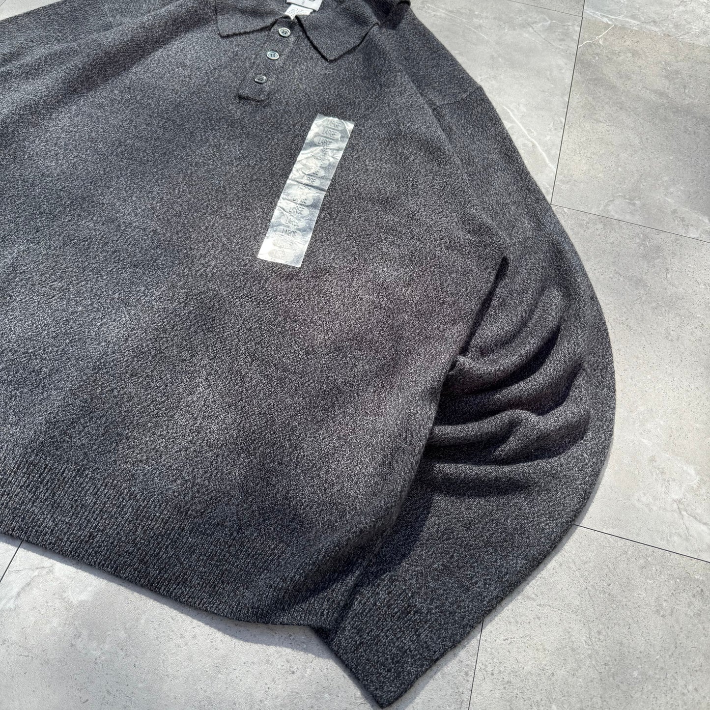 90s-00s Geoffrey Beene Dead-Stock Dark Gray Knit Polo KiiChain Clothing