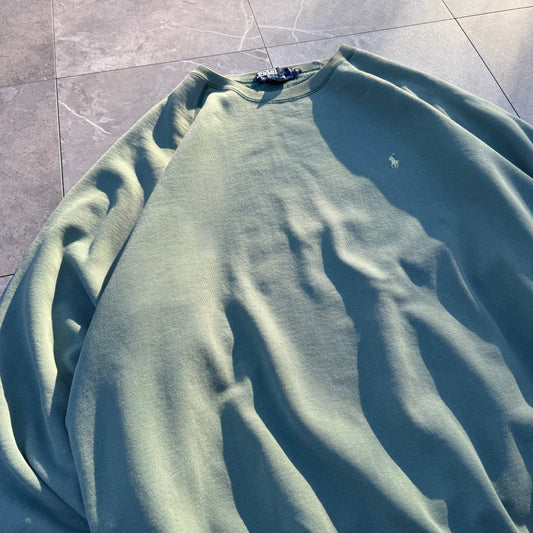 80s-90s Ralph Lauren Green Sun Faded Sweatshirt KiiChain Clothing