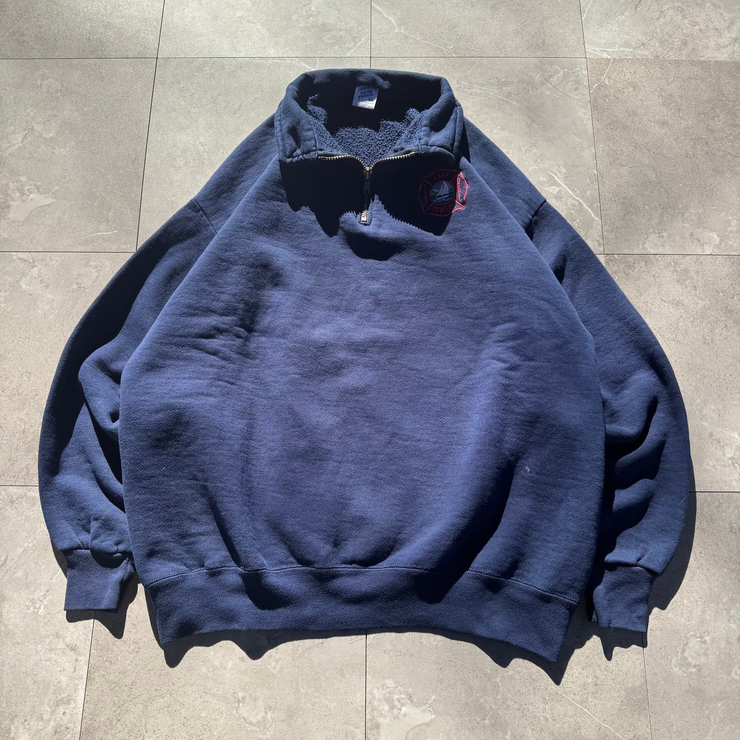 80s Jerzees by Russell Athletic Made in USA Fire DEPT. Half Zip Sweatshirt