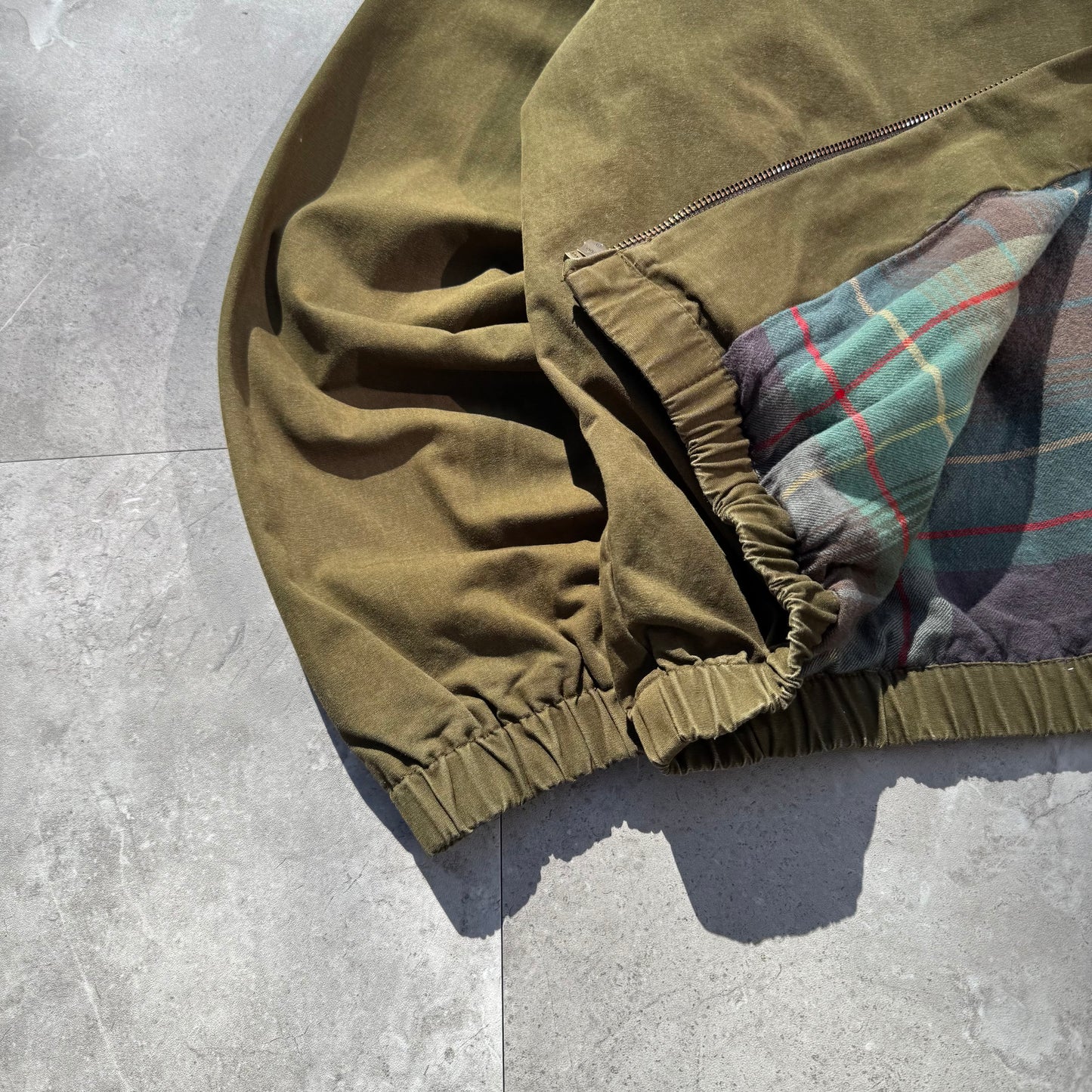 90s-00s Polo by Ralph Lauren Dark Olive Green Cotton Checkered Lining Swing Top Jacket