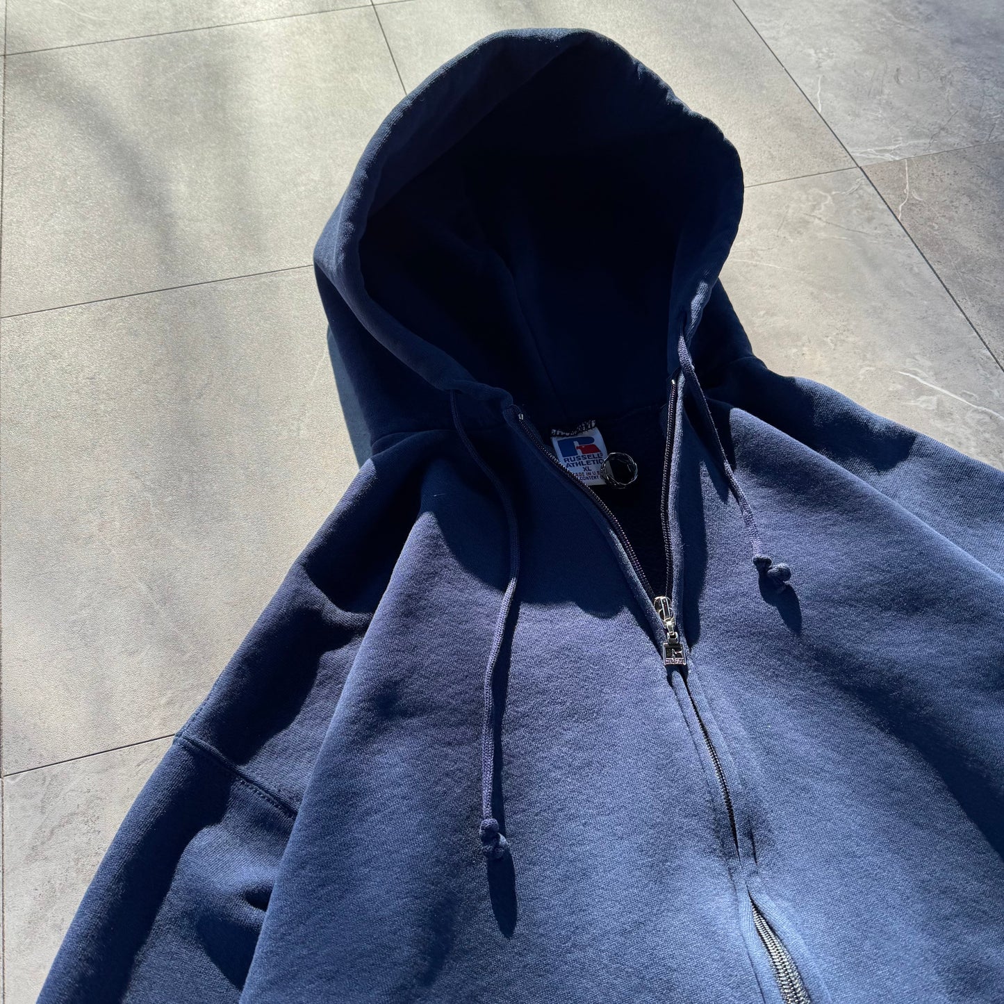 90s Russell Athletic Made in USA Navy Zip-Up Hoodie KiiChain Clothing