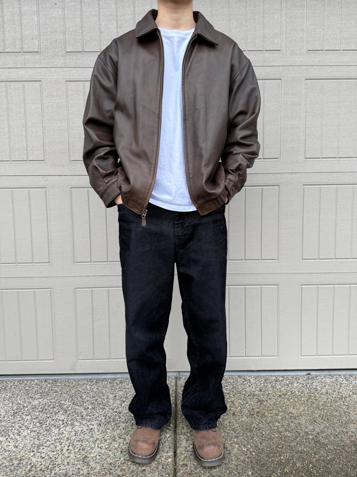 90s-00s St. John's Bay Brown Leather Jacket KiiChain Clothing