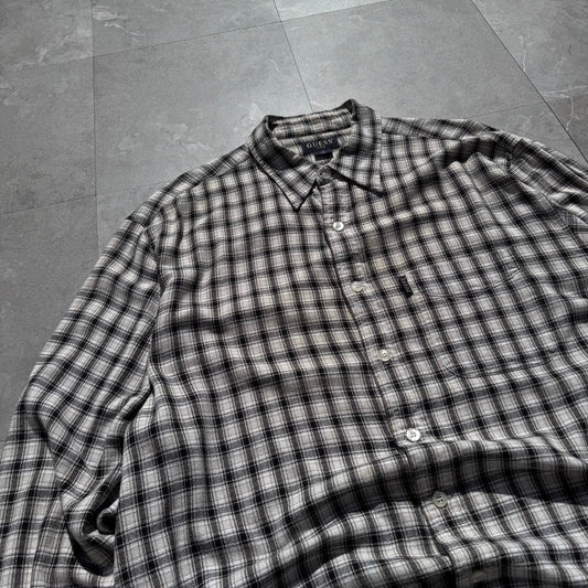 90s GUESS Faded Cream Checkered Shirt KiiChain Clothing