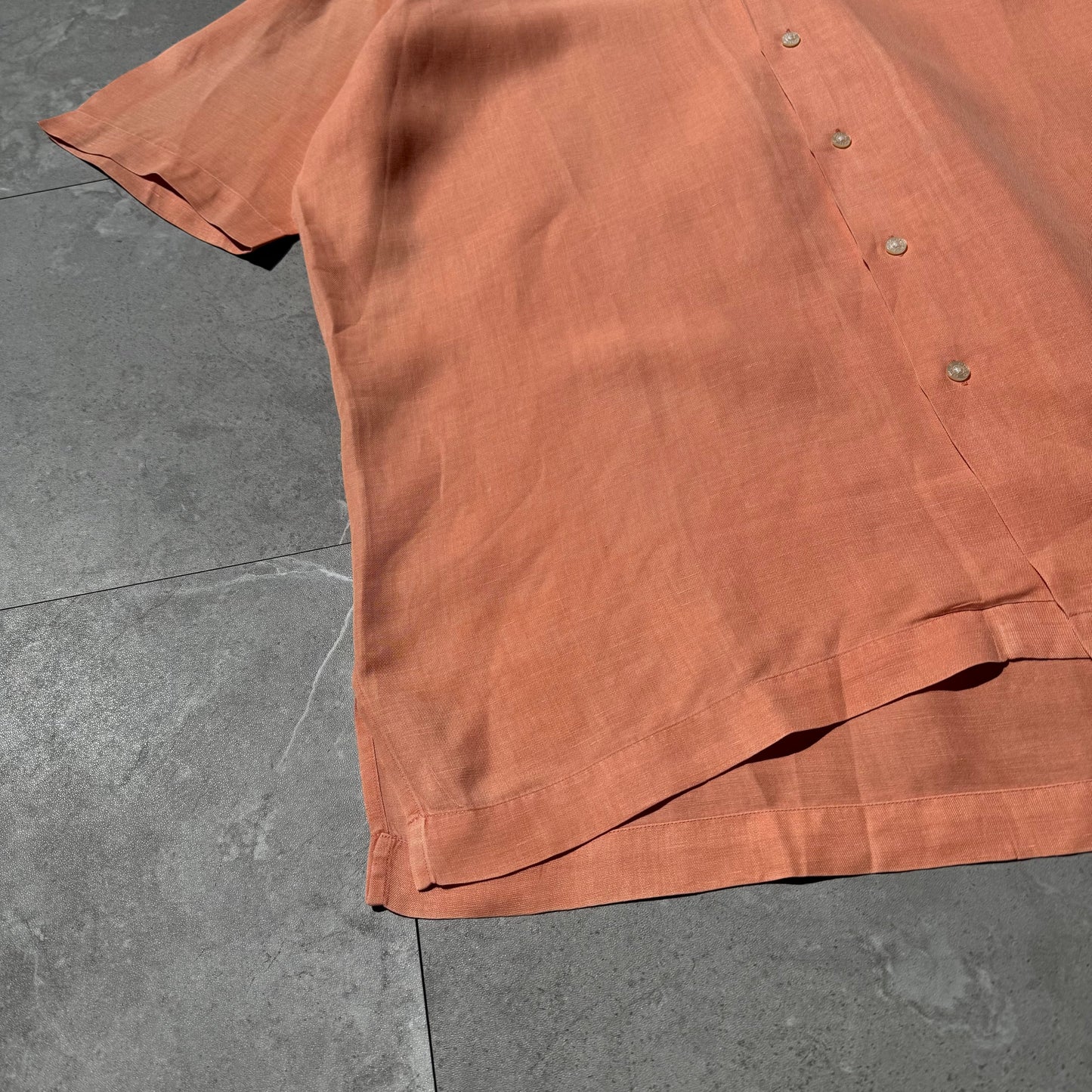90s-00s Ralph Lauren Polo Golf Caldwell Orange Silk x Linen Open Collar Shirt KiiChain Clothing