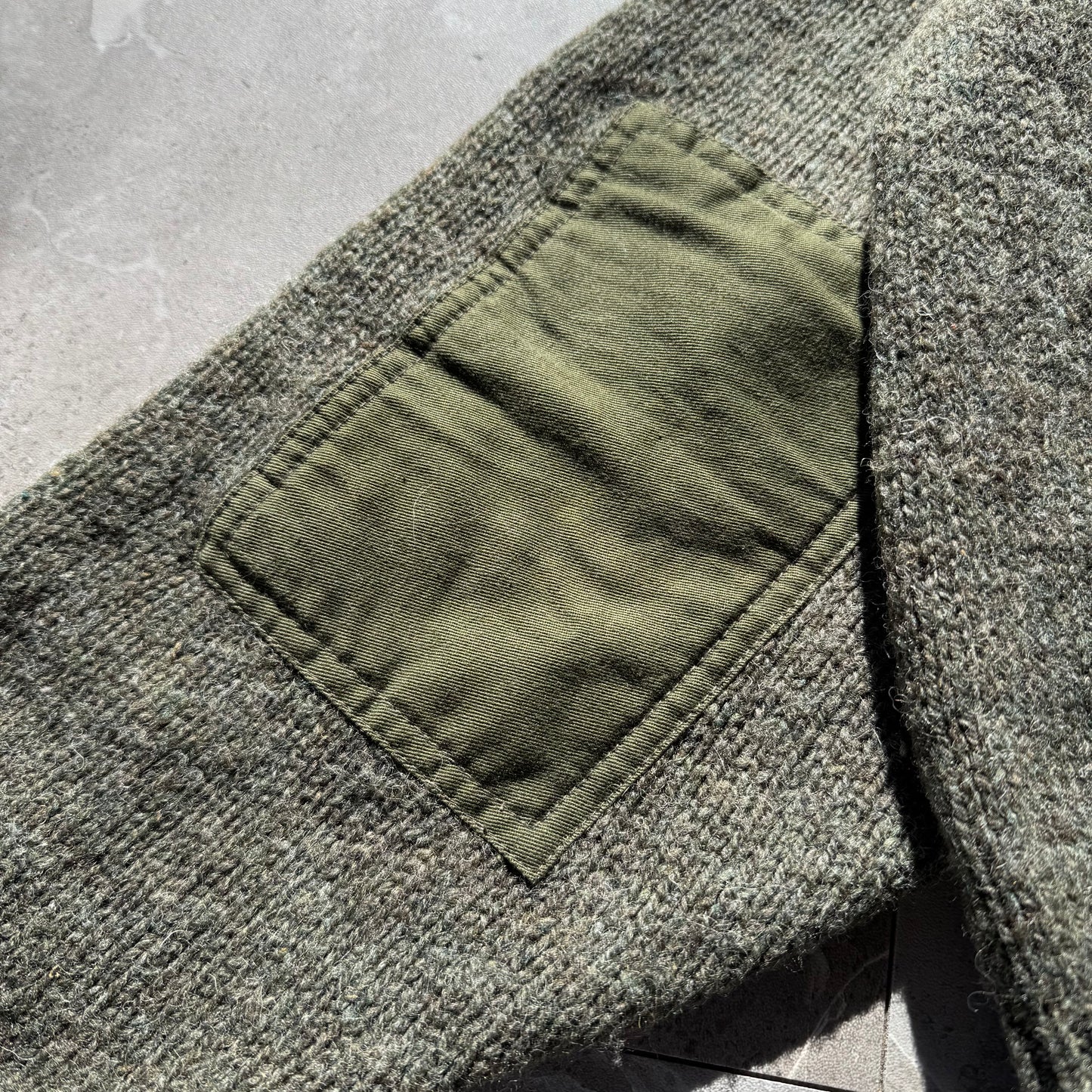 90s Cabela's Made in USA Wool Henley Neck Elbow Patch Knit