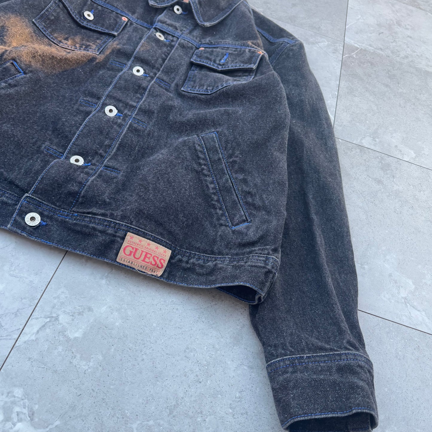 90s Guess Made in USA Black Denim Jacket KiiChain Clothing