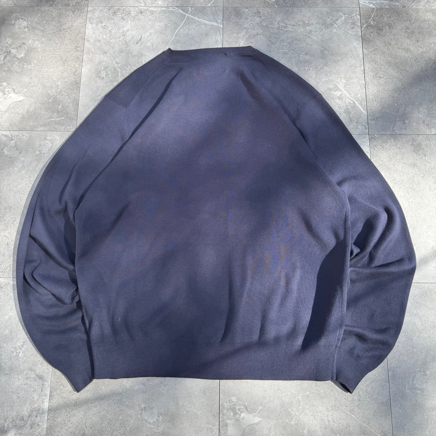 90s Polo by Ralph Lauren 100% Pima Cotton “Exclusive of Decoration” Navy V-Neck Sweater KiiChain Clothing