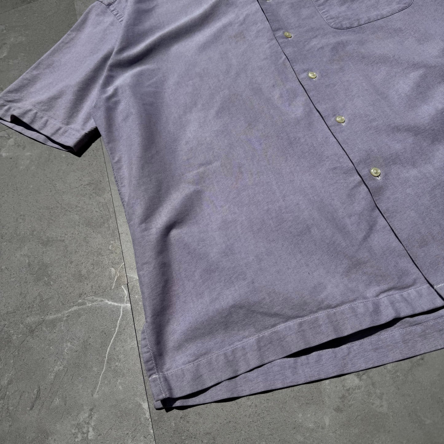 90s-00s Ralph Lauren Caldwell Purple Cotton Pocket Pony Open Collar Shirt KiiChain Clothing