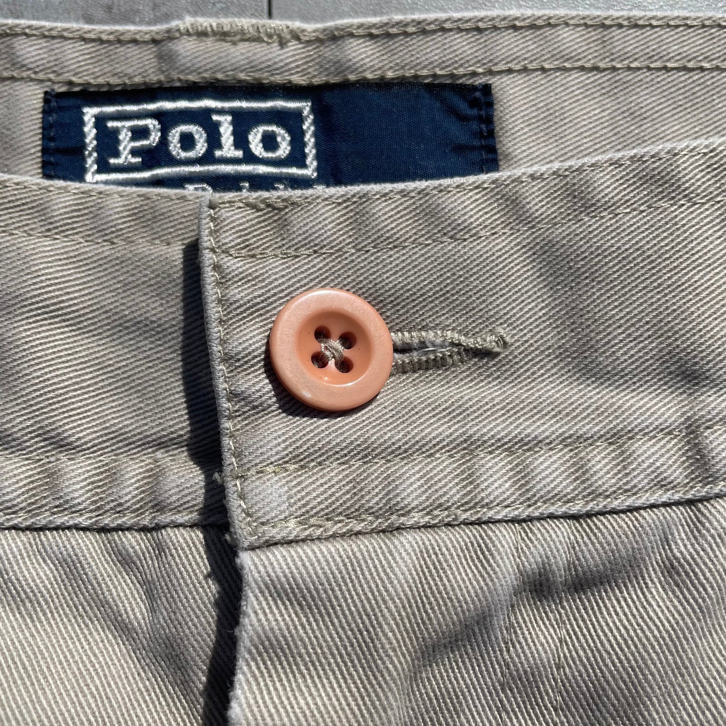 90s-00s Ralph Lauren Cream/Off-White Cargo Chino Pants 35x30 KiiChain Clothing