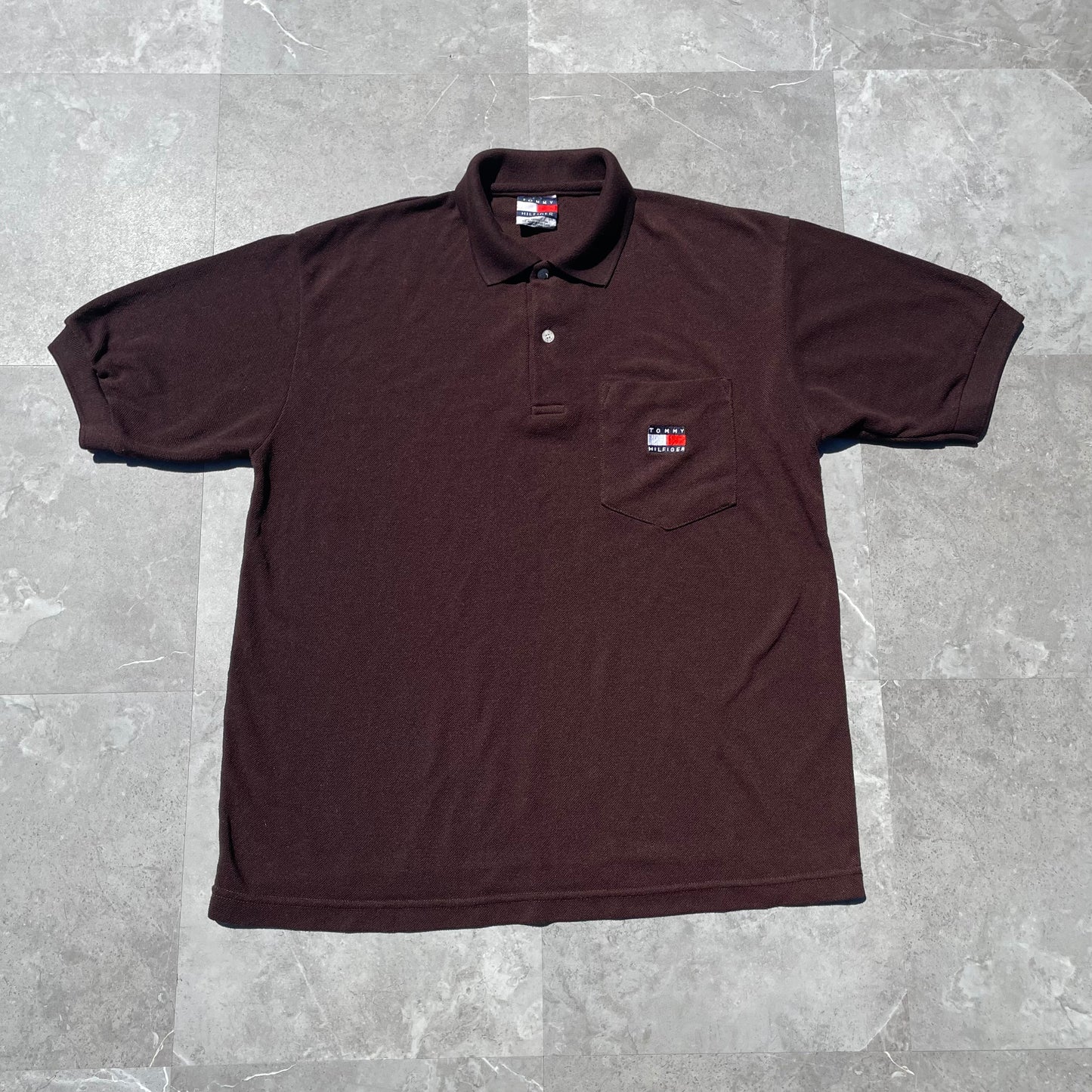90s Tommy Hilfiger Brown Polo Shirt KiiChain Clothing