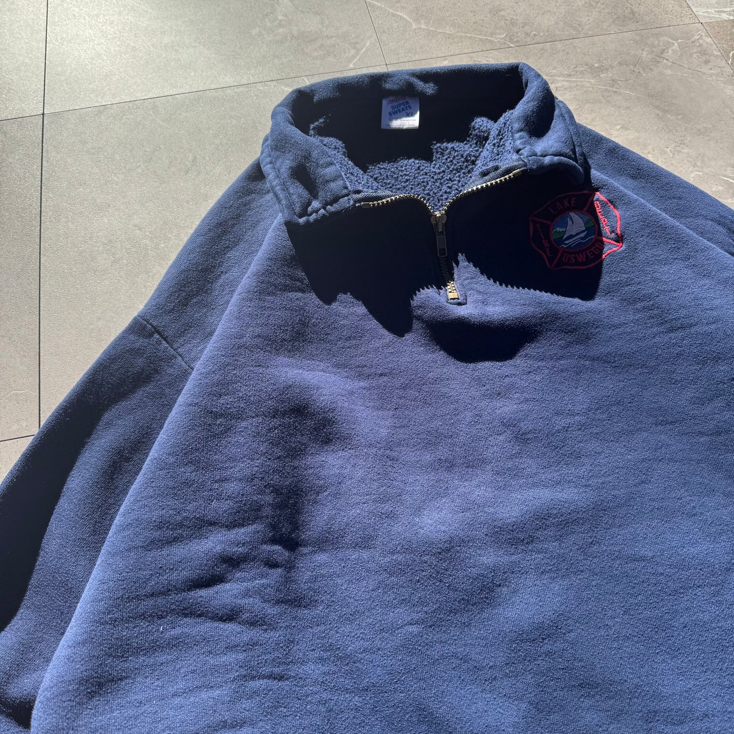 80s Jerzees by Russell Athletic Made in USA Fire DEPT. Half Zip Sweatshirt