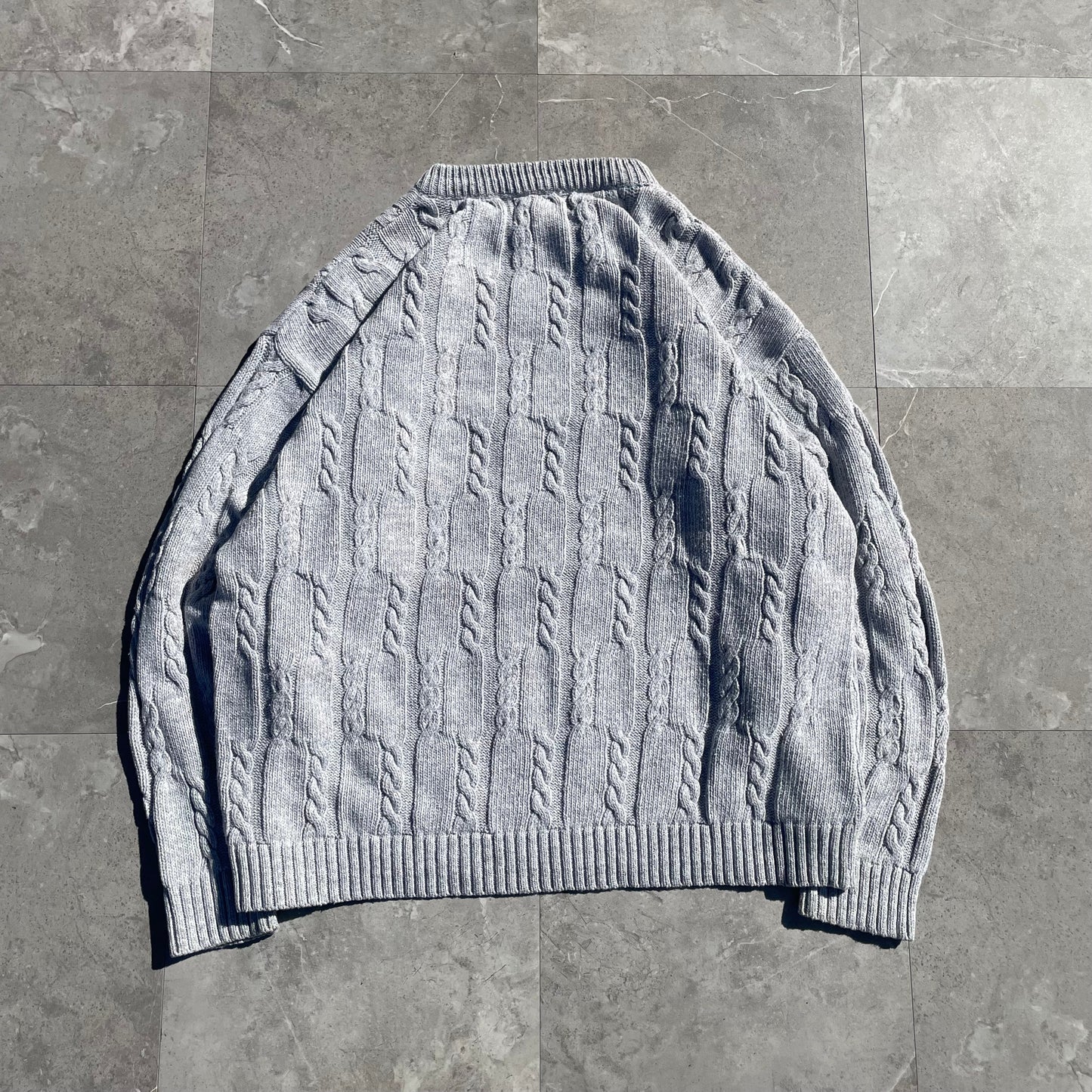 90s Chaps Ralph Lauren Made in USA Textured Heavyweight Gray Knit KiiChain Clothing