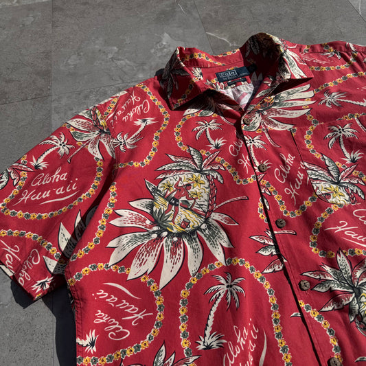 90s-00s Ralph Lauren “Classic Fit”Red Hawaiian Open Collar Shirt KiiChain Clothing
