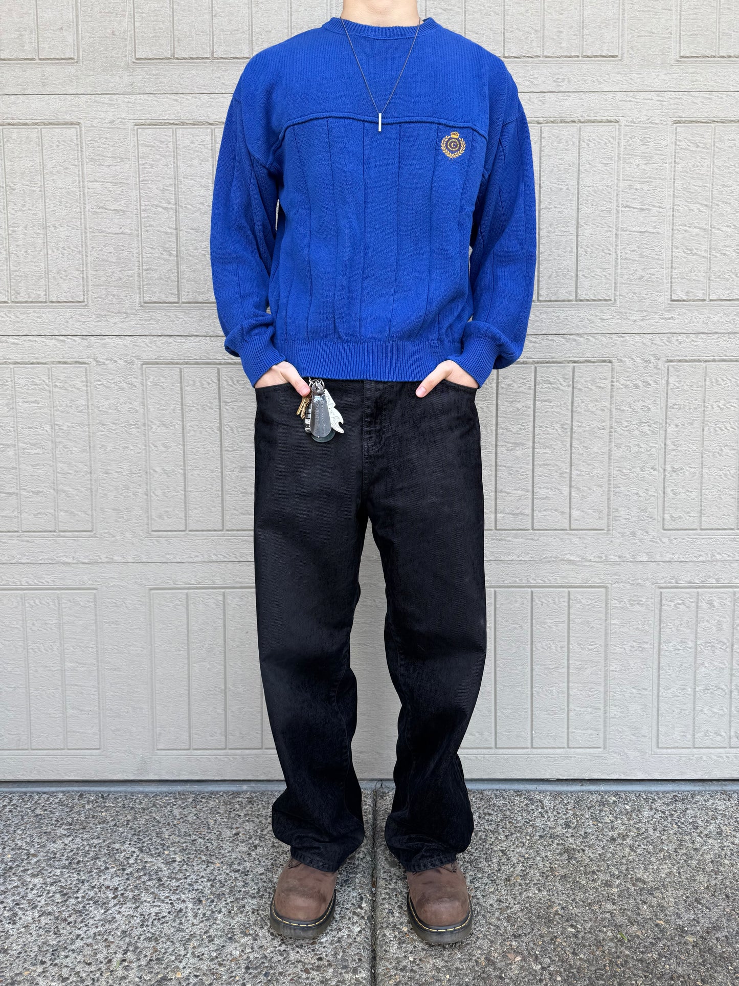 90s Claiborne Made in USA Blue Cotton Knit