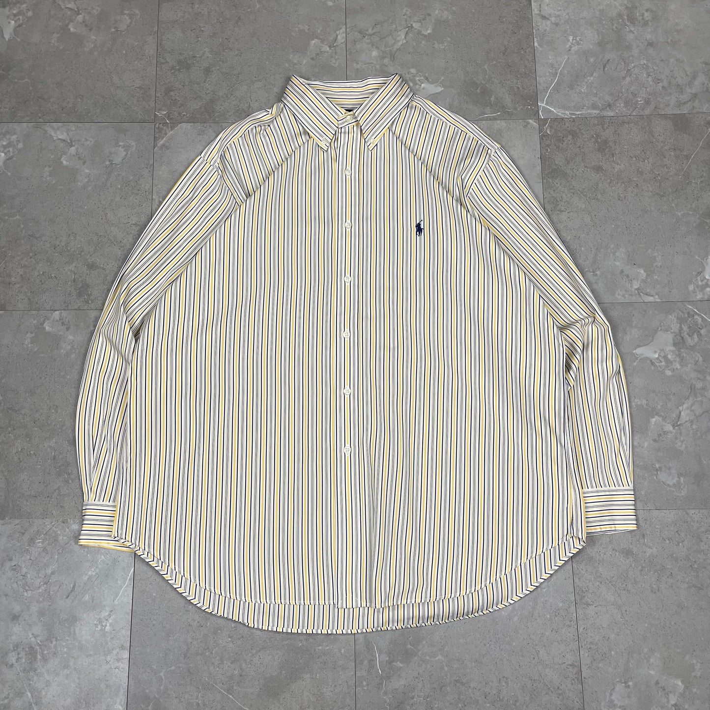 90s Ralph Lauren Classic Fit Yellow Striped Shirt KiiChain Clothing